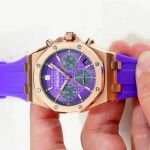 New Audemars Piguet Royal Oak Offshore Ladies Watch Rose Gold Purple Strap